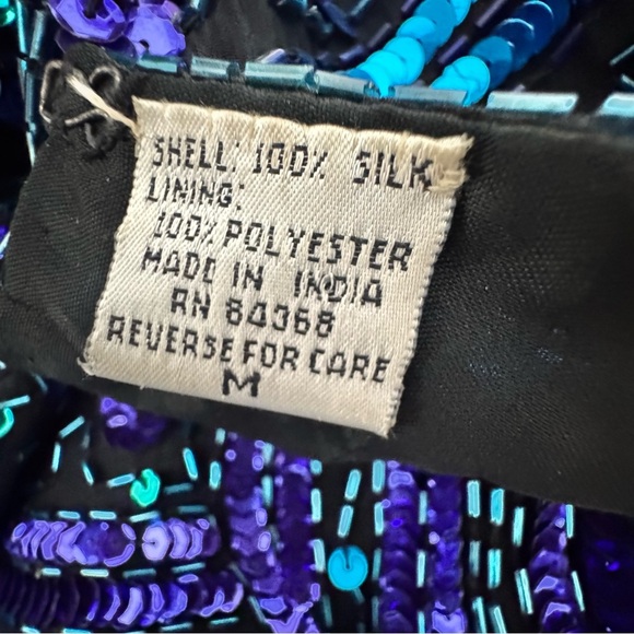 VINTAGE Laurence Kazar 100% Silk all over Sequin Formal Cocktail Top Size M - Picture 6 of 11